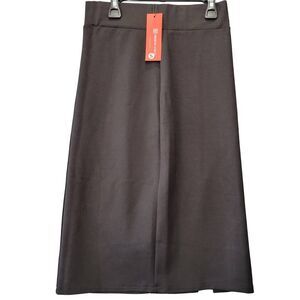 Urban Coco Black Pencil Skirt Stretch Midi Straight Slit Preppy NEW Women Size S